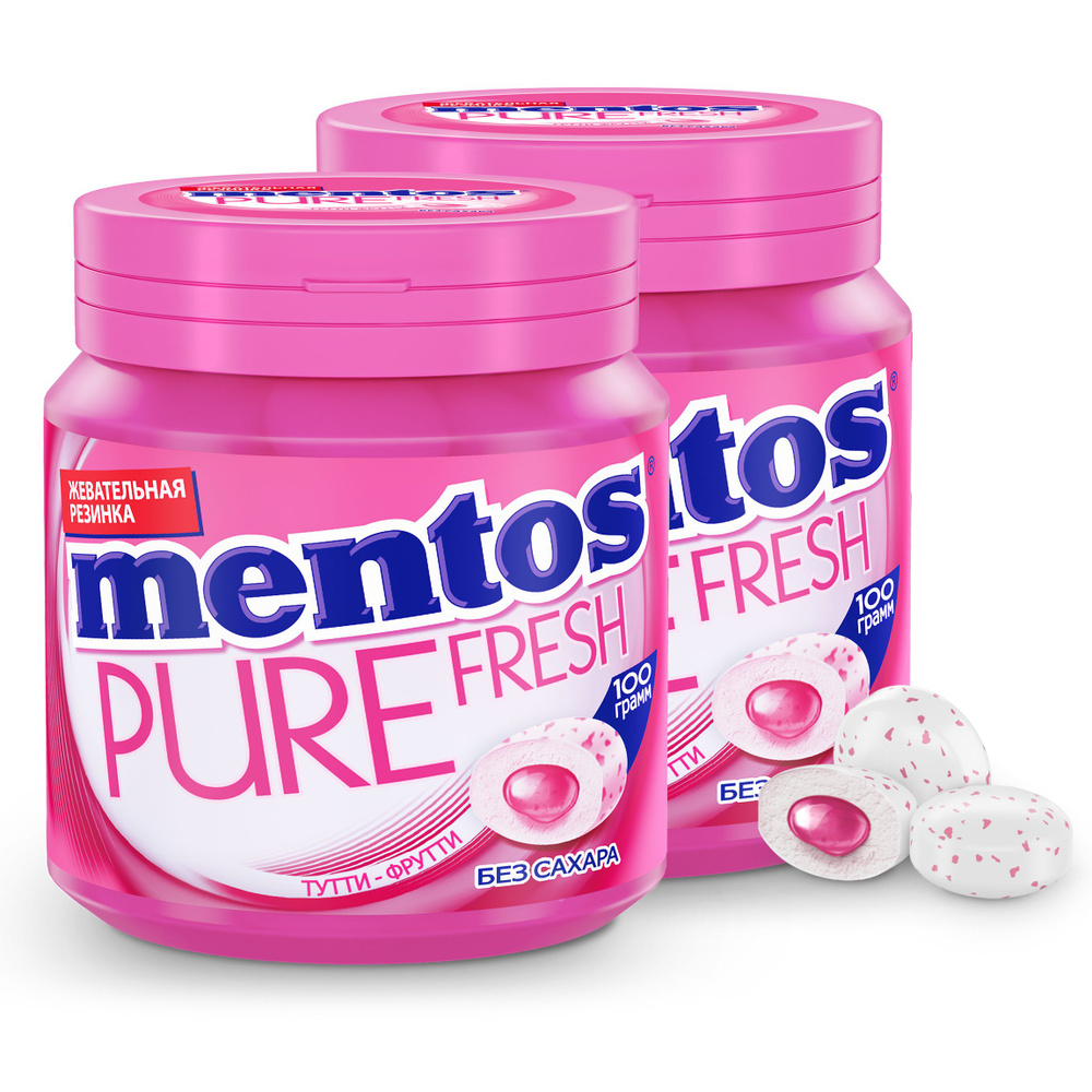 Жевательная резинка Mentos Pure Fresh Тутти Фрутти, 2 шт по 100г #1