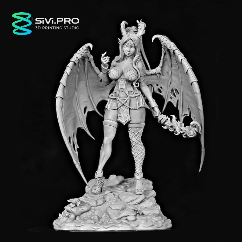 Фигурка коллекционная Огненная суккубка Вокслин Блисс, (Fire Demon Succubus  Voxlyn Bliss) под покраску, масштаб 75 мм (1:24)