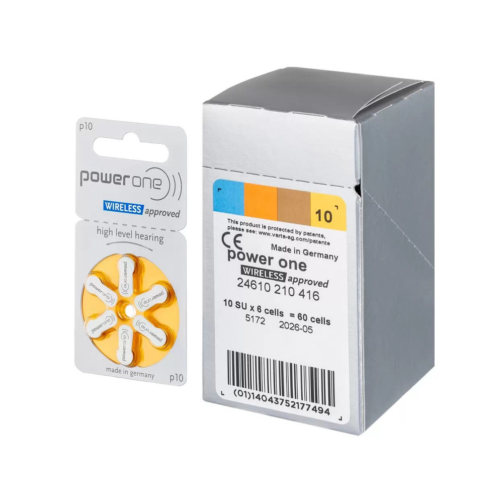 Батарейки для слуховых аппаратов Power One 10, 60 штук - купить с ...
