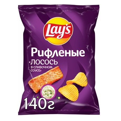 Чипсы Lay's рифленые Лосось в сливочном соусе, 140г #1