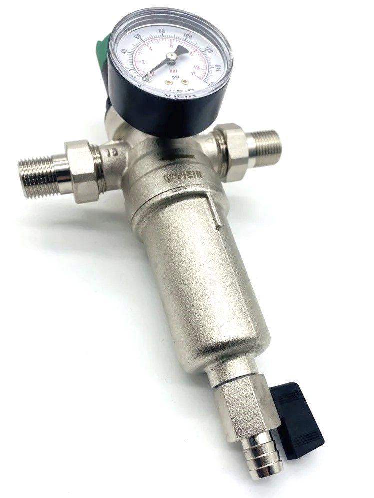 Фильтр механической очистки VIEIR JH157-N с регулятором давления и манометром 1/2  #1