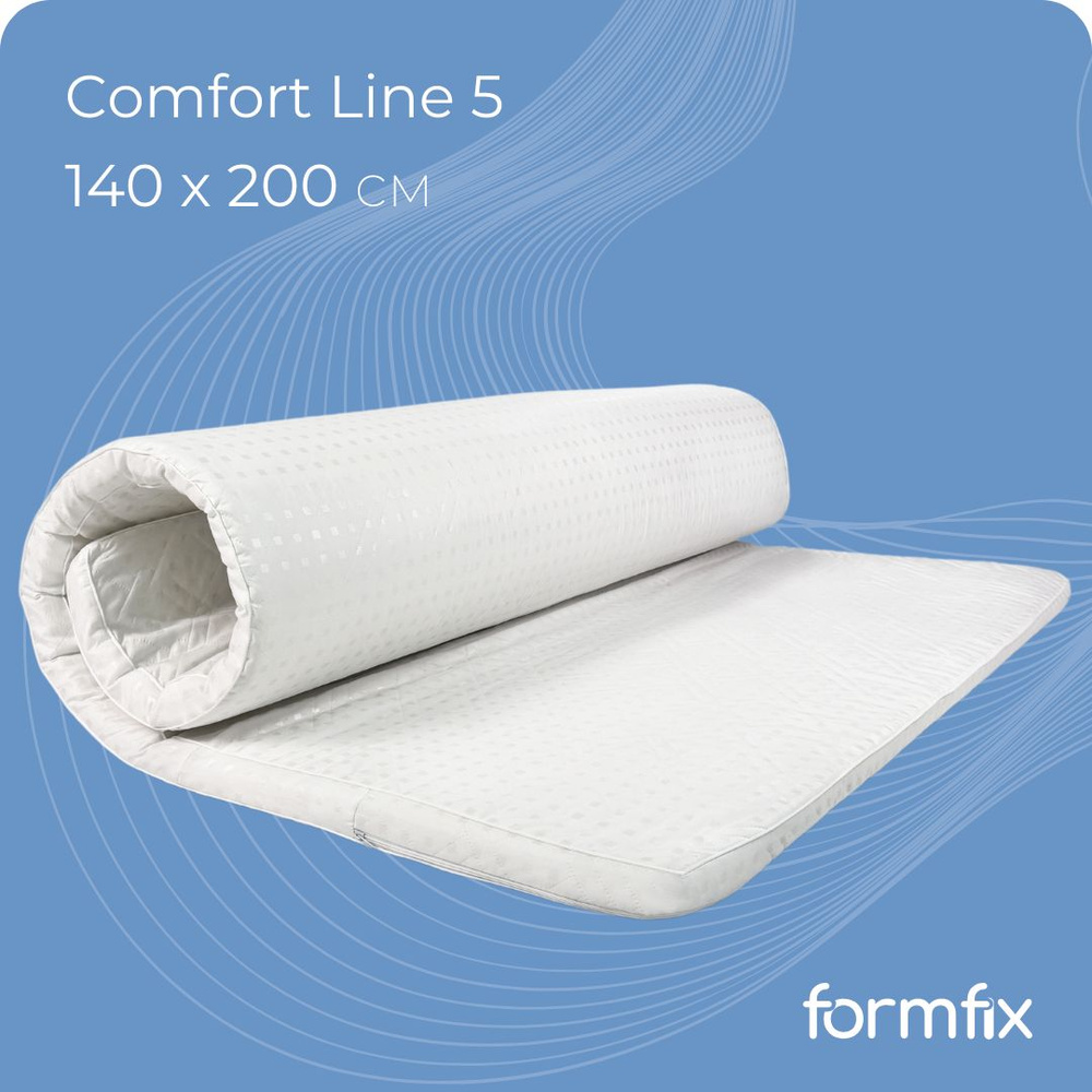 Топпер-наматрасник ФормФикс Comfort Line 5, 140х200 см, Беспружинный,  Антибактериальный