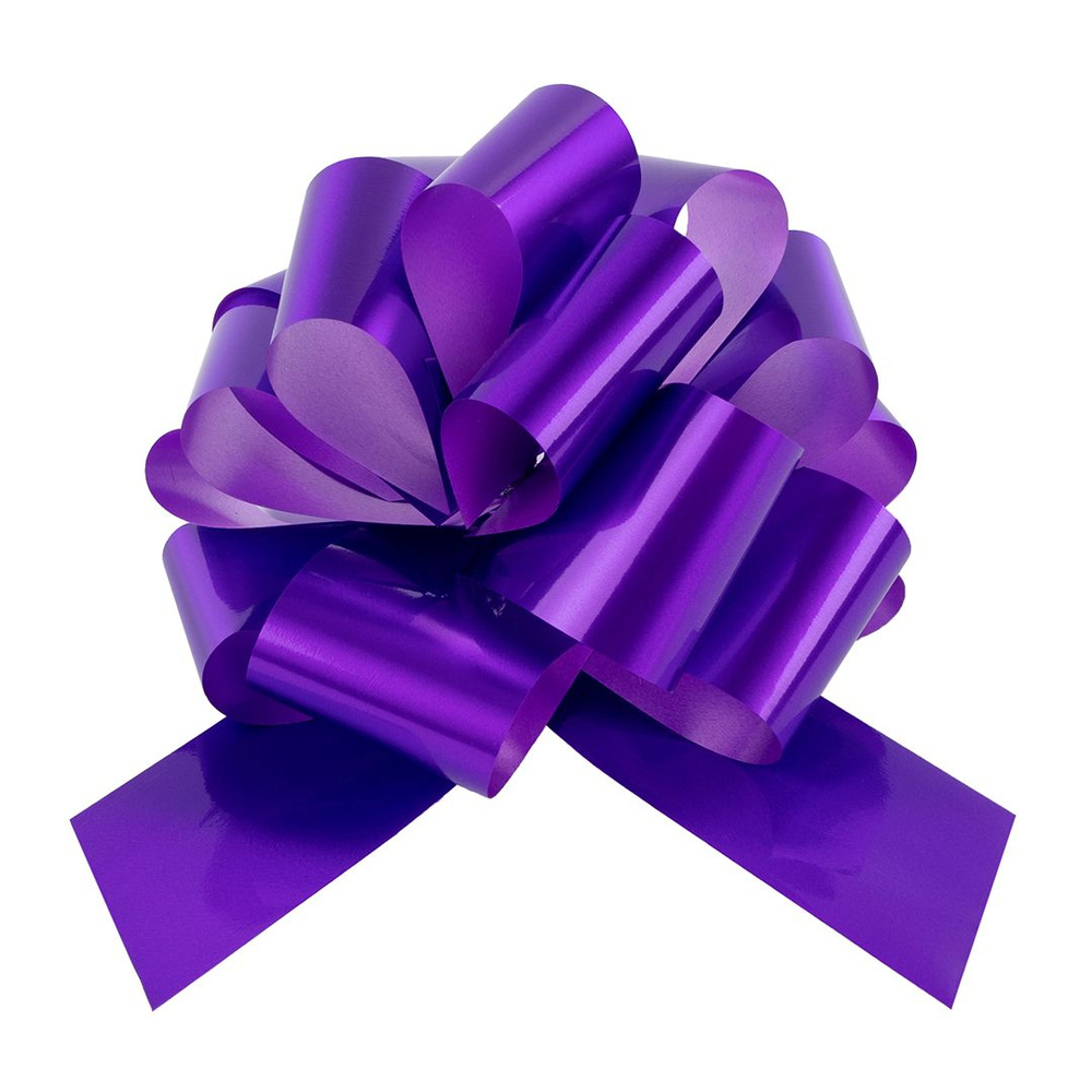 Бант для подарка большой самосборный, фиолетовый, лаковый, 21см / Подарочный бант  #1