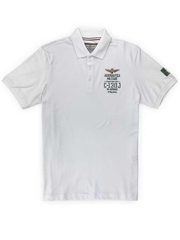 Поло Aeronautica Militare, размер 52, цвет белый, 100% хлопок - купить ...