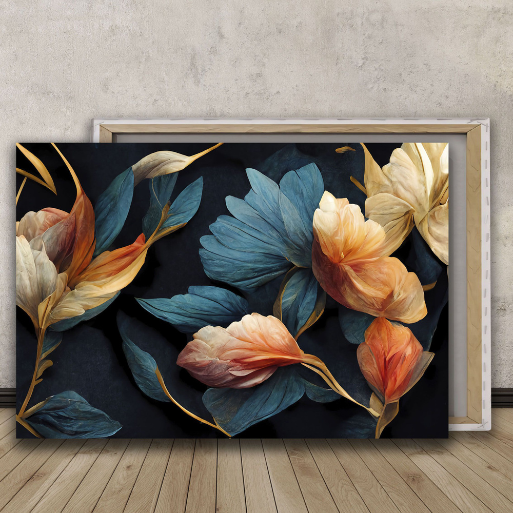 BRUSHBLOOM Картина "Живописные абстрактные цветы (20)", 80 х 60 см  #1