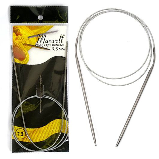 Спицы круговые для вязания на тросиках Maxwell Black 80 см х 3,5мм  #1