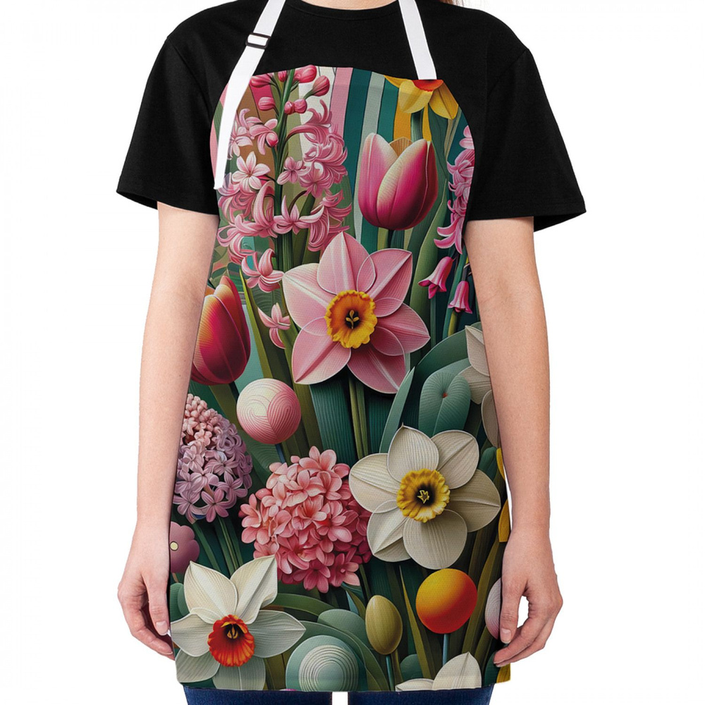 Фартук кухонный JoyArty "Красочные цветы", универсальный размер для женщин и мужчин  #1