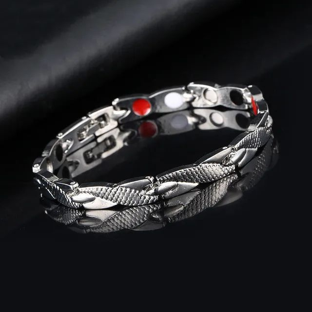 Терапевтический браслет-цепочка Витой дракон с магнитами 20 см. серебрянный  #1