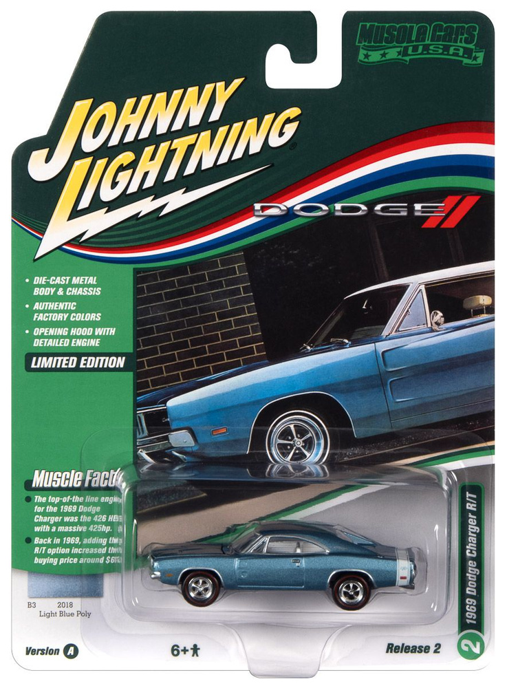 Машинка Johnny Lightning 1/64 Car model 1969 Dodge Charger R T