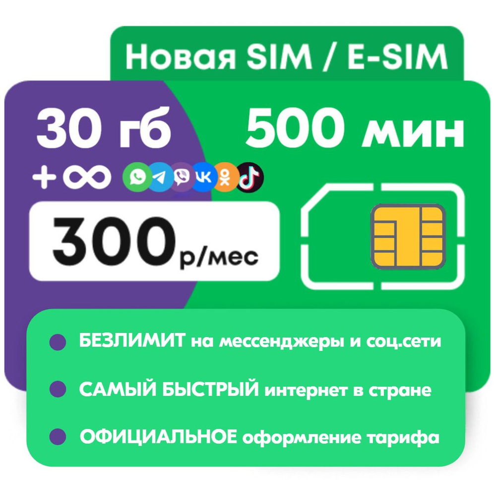 SIM-карта Выгодный тариф 300 (Вся Россия) - купить с доставкой по выгодным  ценам в интернет-магазине OZON (1349062614)