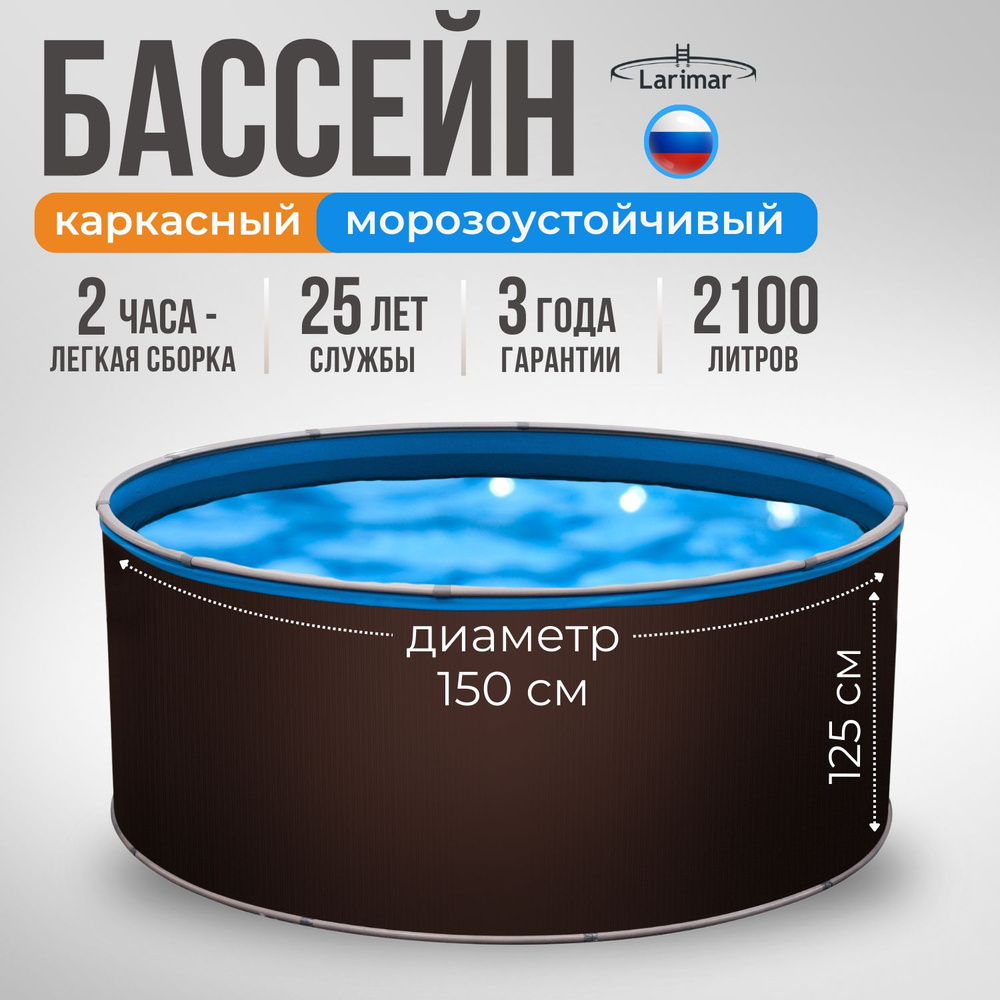 Бассейн каркасный круглый морозоустойчивый 150 x 125 см LARIMAR  #1