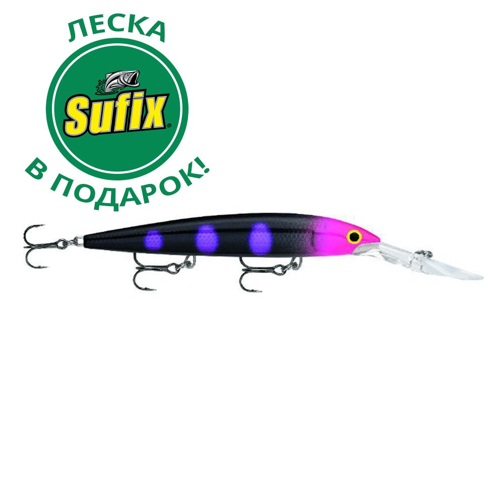 Воблер RAPALA Downdeep Husky Jerk 12 BLKL суспендер 2,4-5,7м, 12см, 15гр. Подарок - Леска SUFIX 100м #1