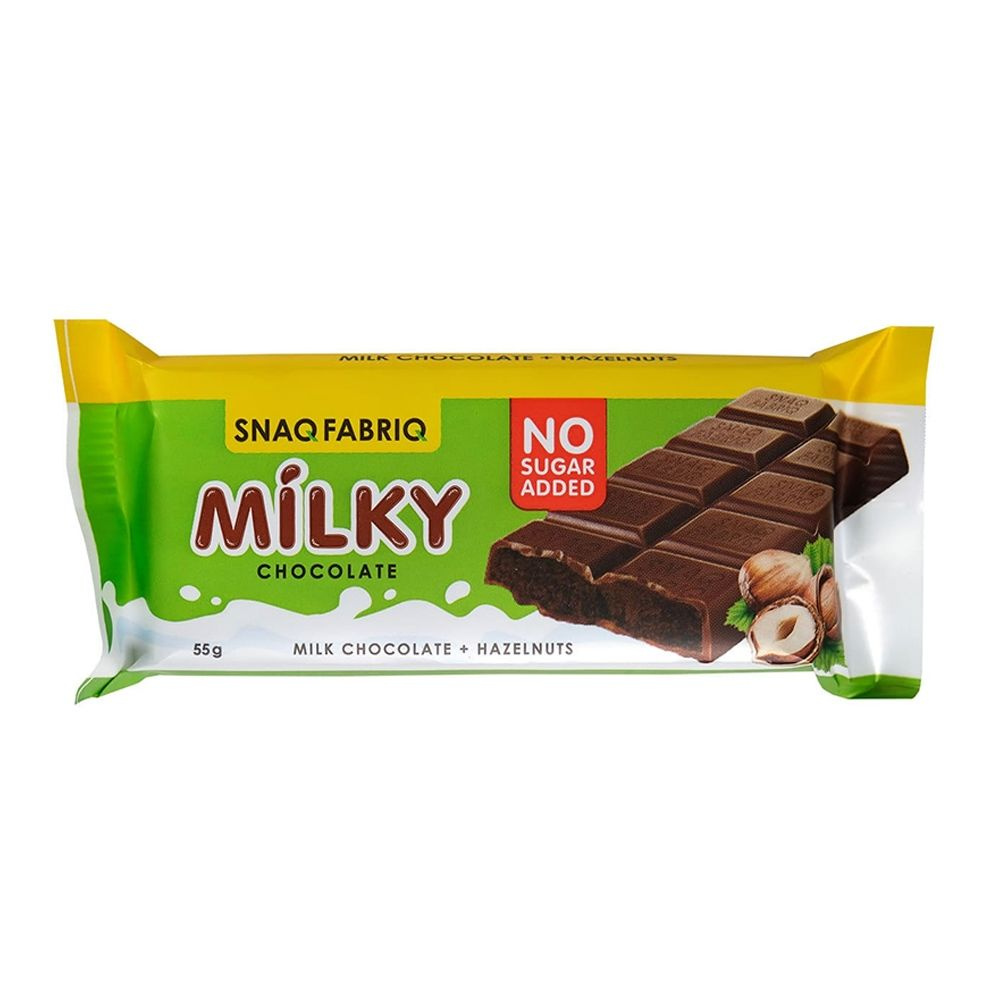 Шоколад SNAQFABRIQ MILKY с шоколадно-ореховой пастой (без сахара) 55 г ...
