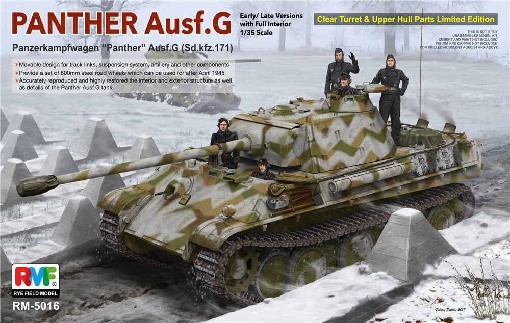 Rye Field RFM 5016 1/35 sd.kfz.171 Пантеры ausf.g w/Общая внутренняя структура/Прозрачный элемент Модель #1