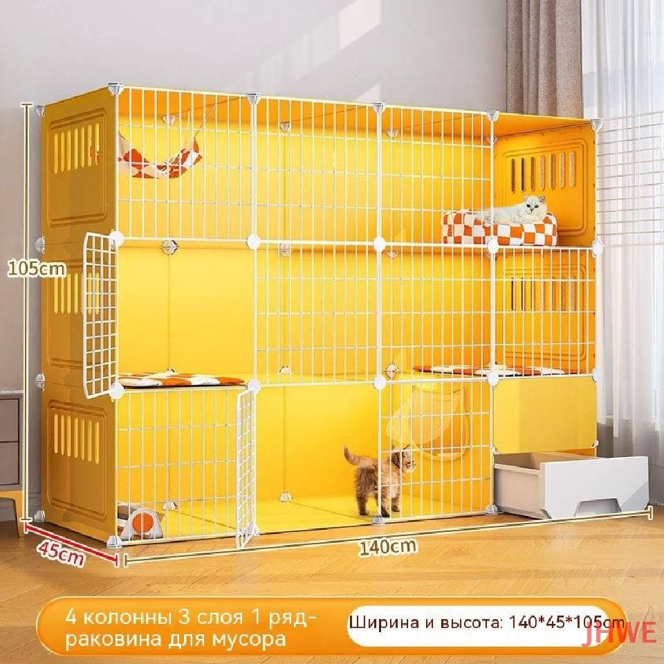 Клетка для кошек с интегрированным туалетом, супер большое свободное ...