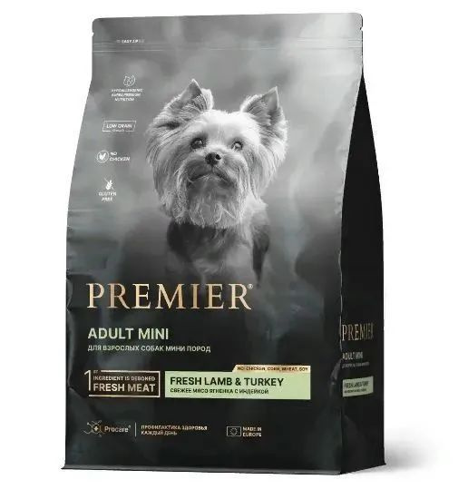 Сухой корм Premier Dog Lamb&Turkey ADULT Mini свежее мясо ягненка с индейкой для собак мелких пород 1 #1