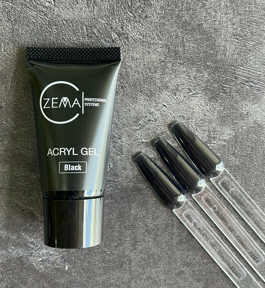 Акрил гель для наращивания и моделирования ногтей ZEMA Acryl Gel Black №01 30мл  #1