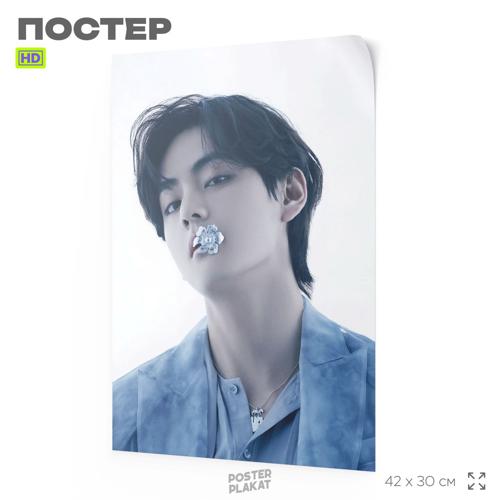 Постер k-pop группы BTS, V, Kim Taehyung, Тэхен, А3 (420х297 мм), SilverPlane #1