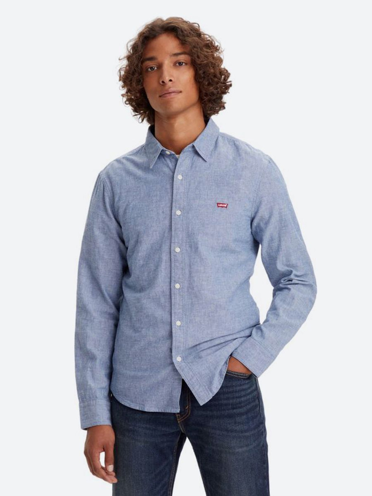 Рубашка Мужской Levi's серо-синий Хлопок, размер 48, 50 Индия купить c ...