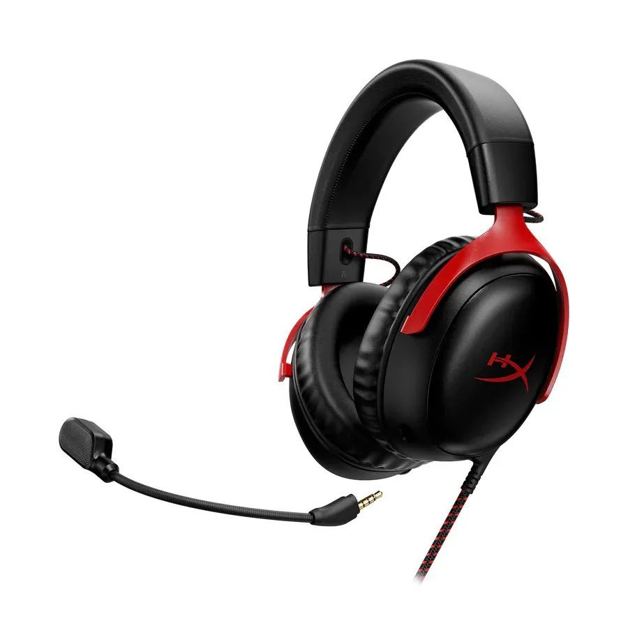 HyperX Наушники проводные с микрофоном, 3.5 мм, USB, красный, черный  #1