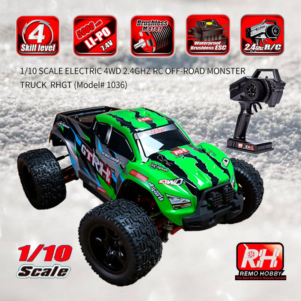 Remo Hobby SCALE 4WD OFF ROAD 1 10 Brushless RTR 2.4G RH1036 GT Green