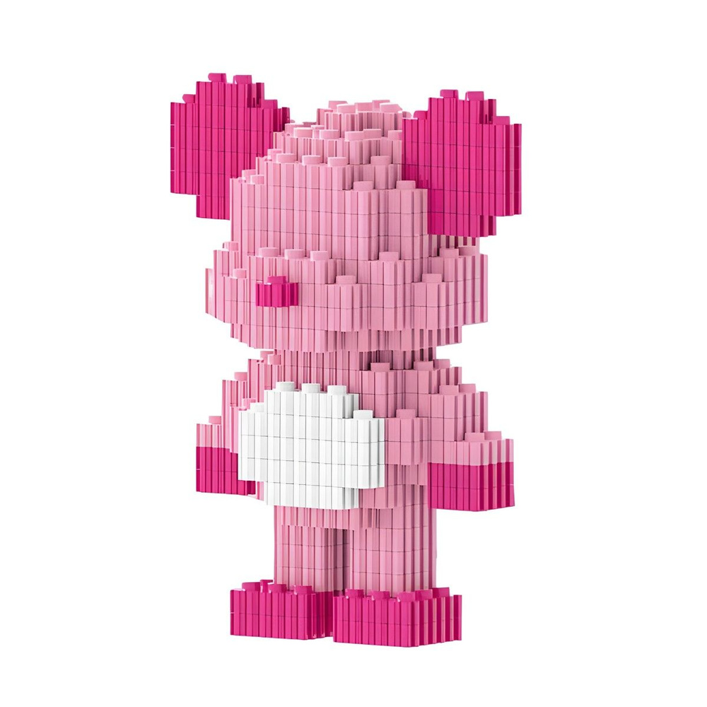 3D Конструктор MAGIC BLOCKS: Розовый мишка BearBrick / Фигурка из мини-блоков / 593 детали #1