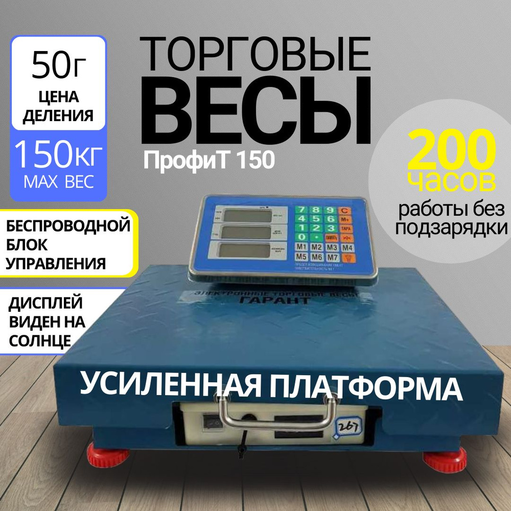 Торговые весы напольные электронные беспроводные 150 кг Профит 32х42  #1