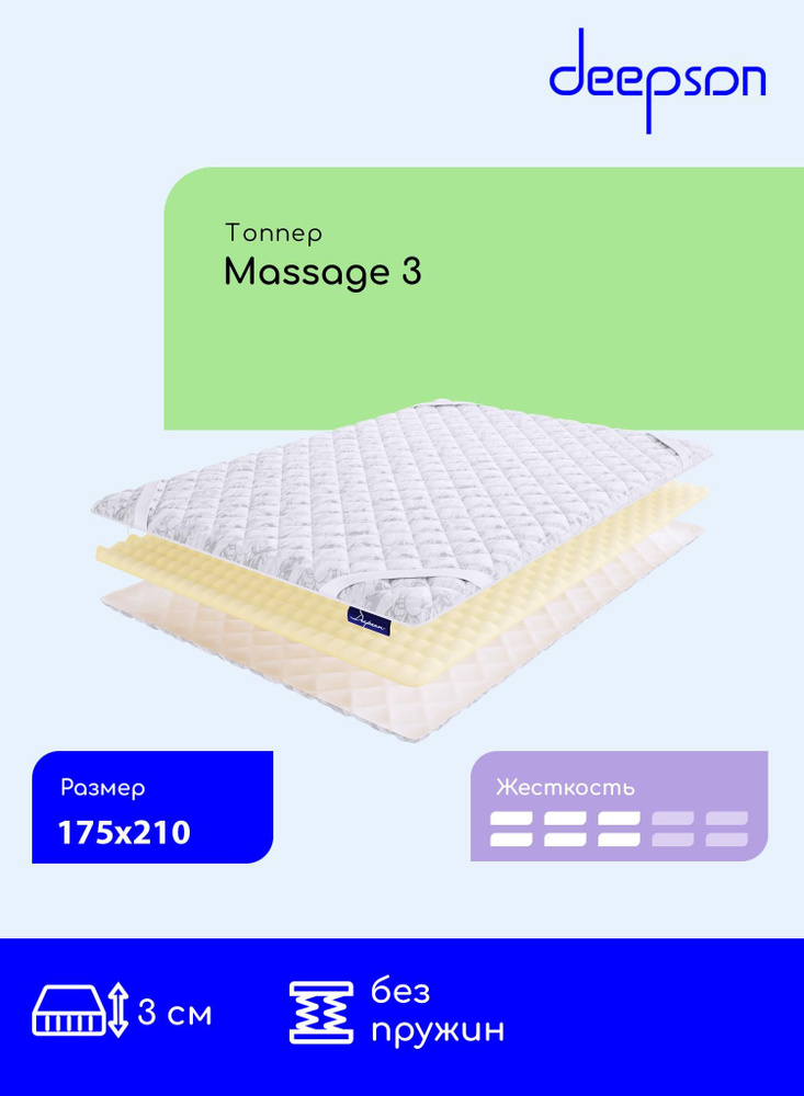 Матрас-топпер Deepson Massage 3 на диван, на резинке, беспружинный, матрас хлопковый 175x210  #1