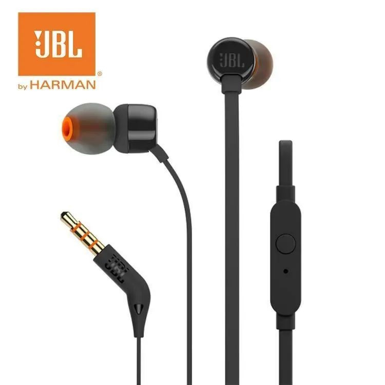JBL T110 3.5 мм Проводные наушники, с микрофоном, черные #1
