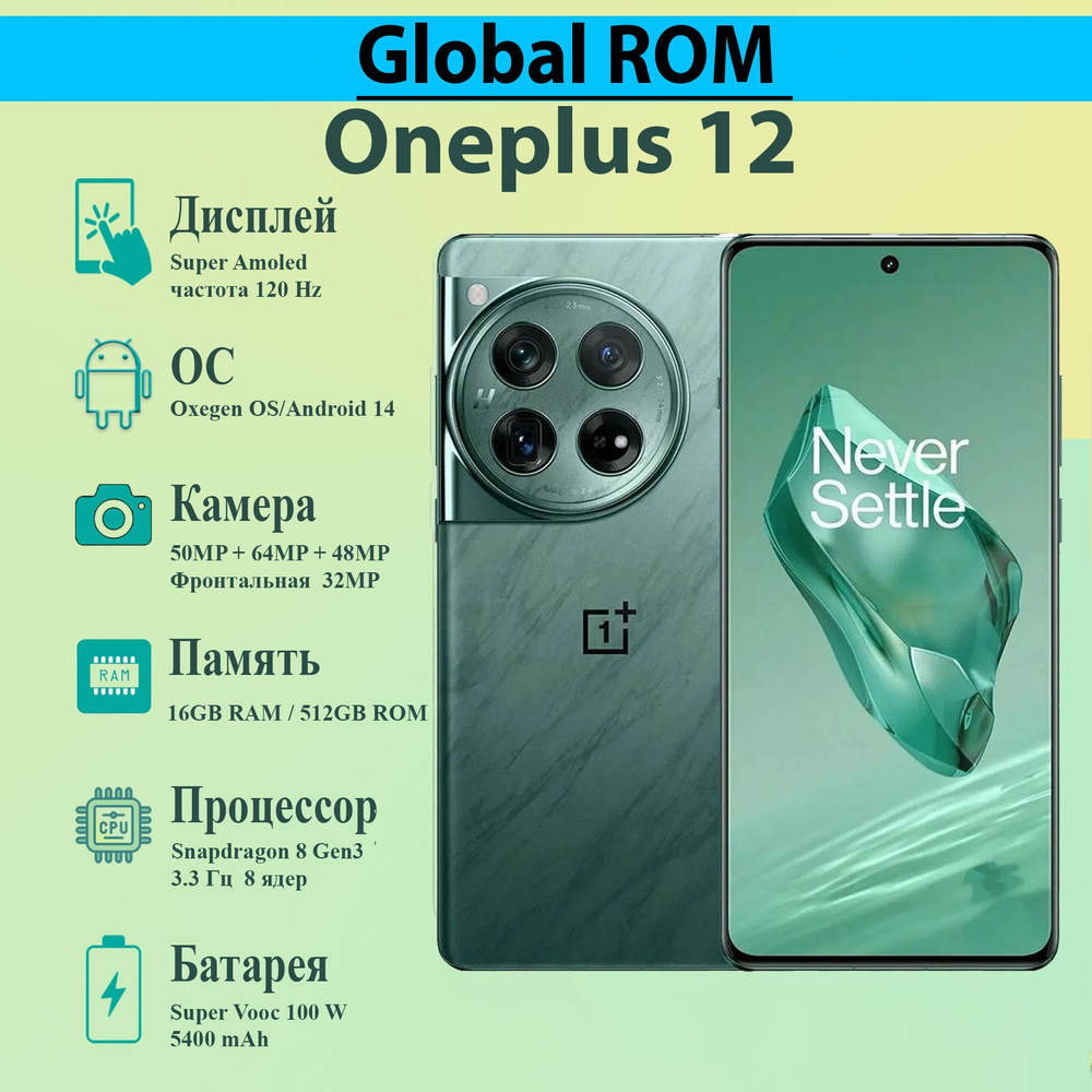 OnePlus Смартфон OnePlus 12 Flowy Emerald 16/512 ГБ, темно-зеленый #1