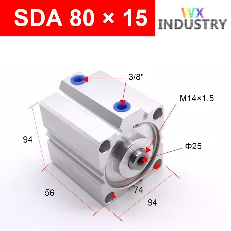 Пневмоцилиндр SDA 80X15,ход поршня 15 мм #1