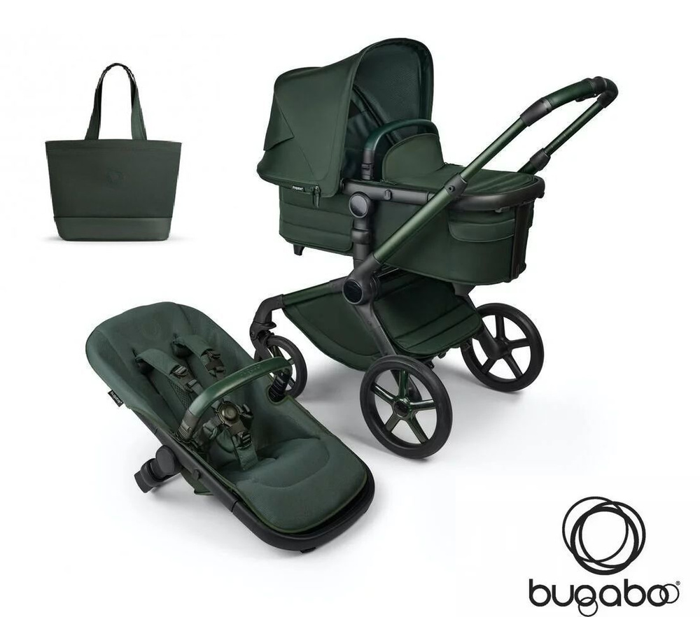 Детская коляска-трансформер 2in1 Bugaboo Fox5 + сумка Noir Midnight Green  #1