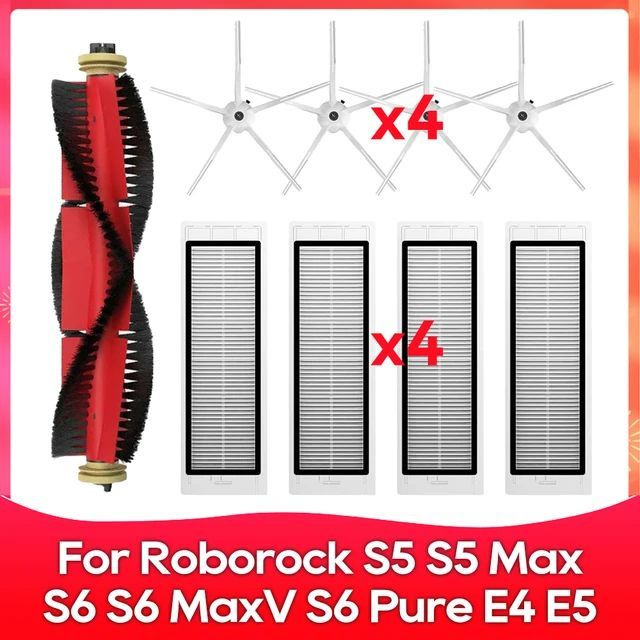 Совместимо с Roborock S5 S5 Max S6 MaxV S6 Pure E4 E5 S51 S52 S55 - Валик, Боковая Щетка, Фильтр, Швабра, #1