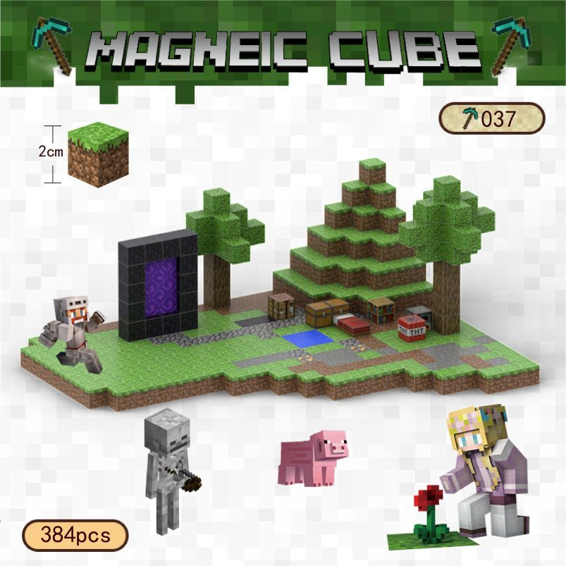 Магнитный конструктор Майнкрафт(Minecraft)/Комплект из 384 магнитных ...