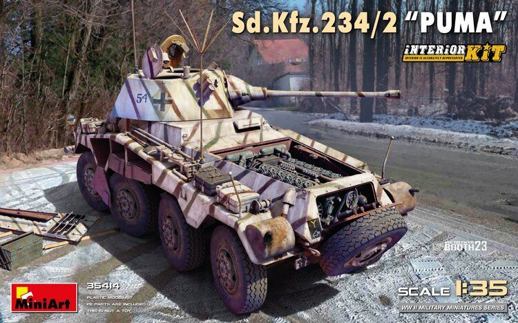 35414 MiniArt Немецкий бронеавтомобиль Sd.Kfz.234/2 KwK 39 L/60 50mm Puma с интерьером 1/35  #1