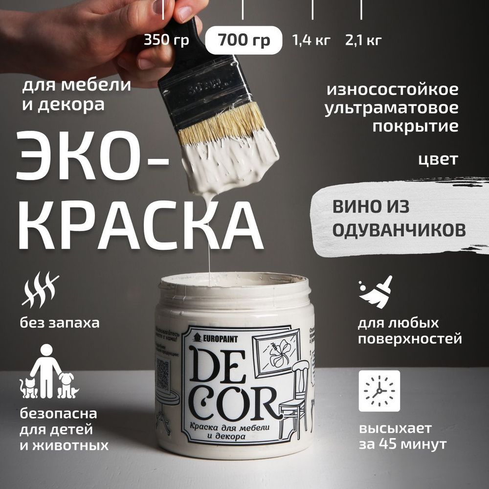 Эко Краска DECOR для мебели, декора и деревянных поверхностей, цвет Вино из одуванчиков  #1