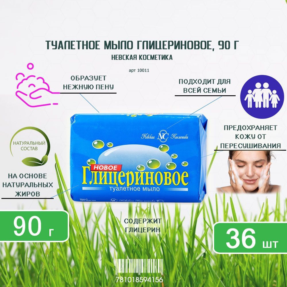 Туалетное мыло Невская Косметика Глицериновое, 90г х 36шт  #1