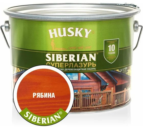 Суперлазурь для дерева HUSKY SIBERIAN цвет рябина 9 л #1