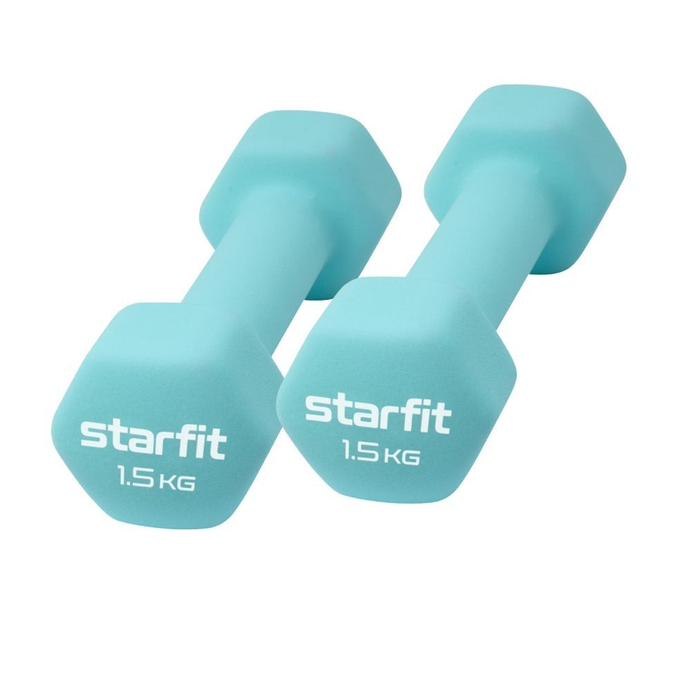 2шт Гантели 1,5 кг, неопреновая, мятный, DB-201 Starfit #1