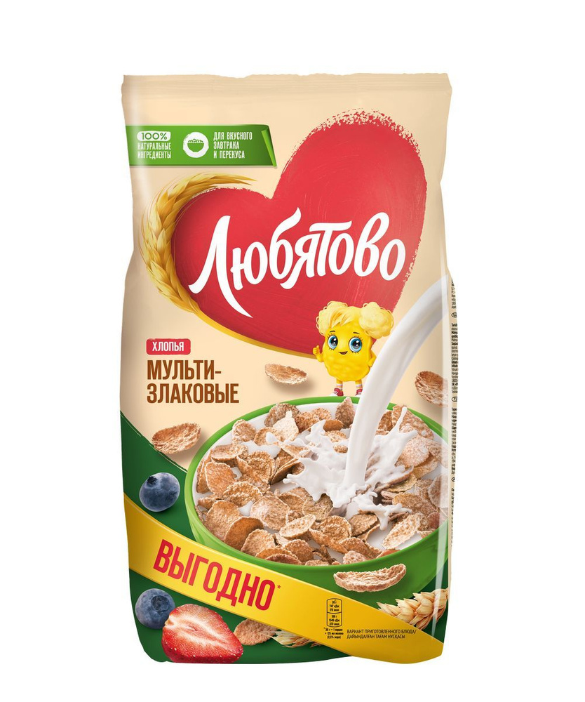 Готовый завтрак Любятово хлопья зерновые, мультизлаковые, 450 г #1