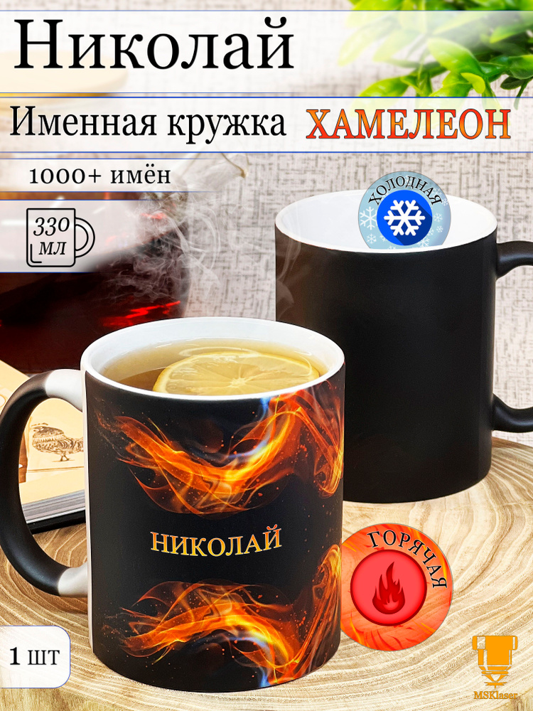Именная кружка хамелеон Николай #1