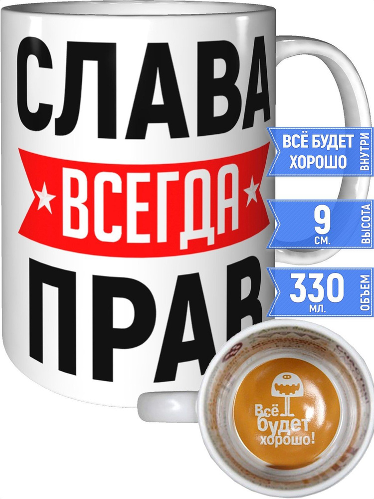 Кружка Слава всегда прав - всё будет хорошо внутри #1