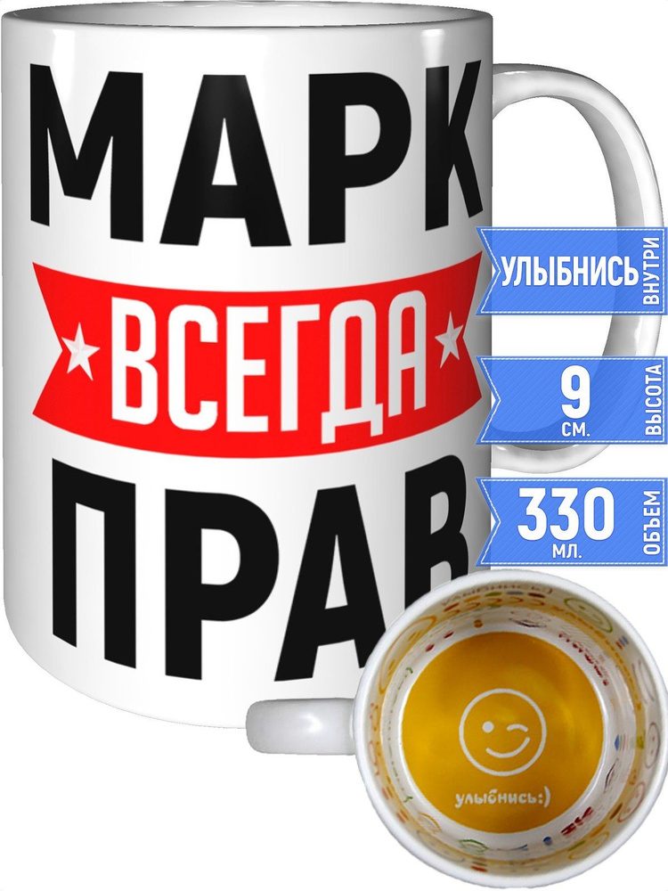 Кружка Марк всегда прав - внутри улыбнись #1