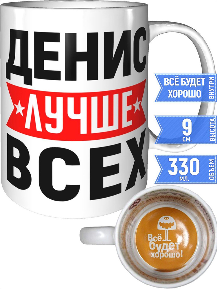 Кружка Денис лучше всех - всё будет хорошо внутри #1