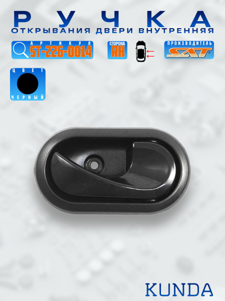 Ручка двери Renault Duster 10-21 / Logan 04-16 (Справа/ внутренняя)