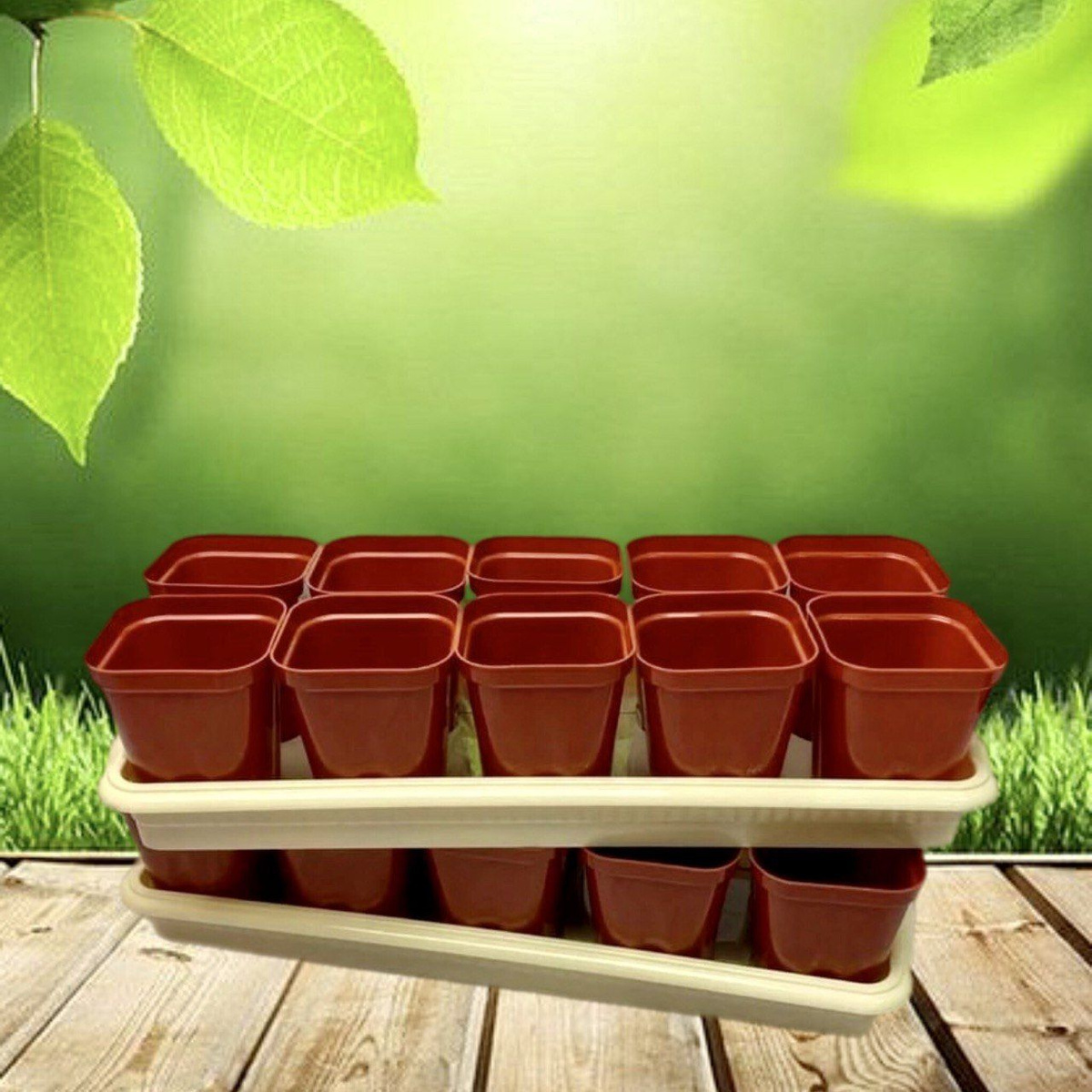 Набор горшков для рассады 20 штук 300 мл, 2 поддона, стаканчики со ...
