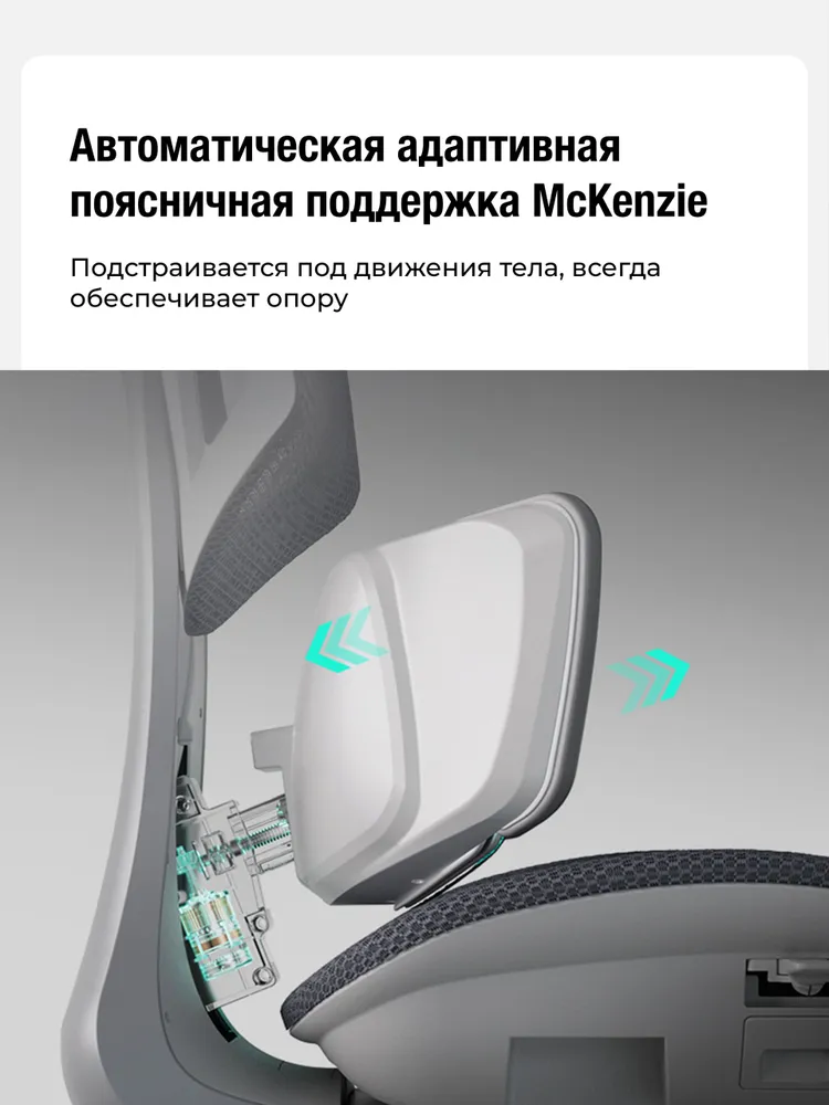 Кресло компьютерное, умное AI, Hbada X7, ортопедическое, офисное, серый, с 3D поясничной поддержкой и подставкой для ног, X701WVD, серый, фото 2