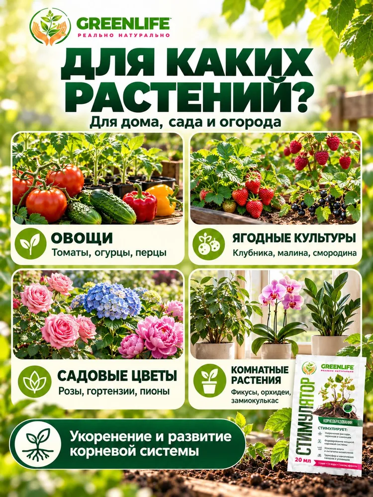 Green Life Набор саше стимулятор корнеобразования 4шт / удобрение для растений /, 4 шт, фото 3