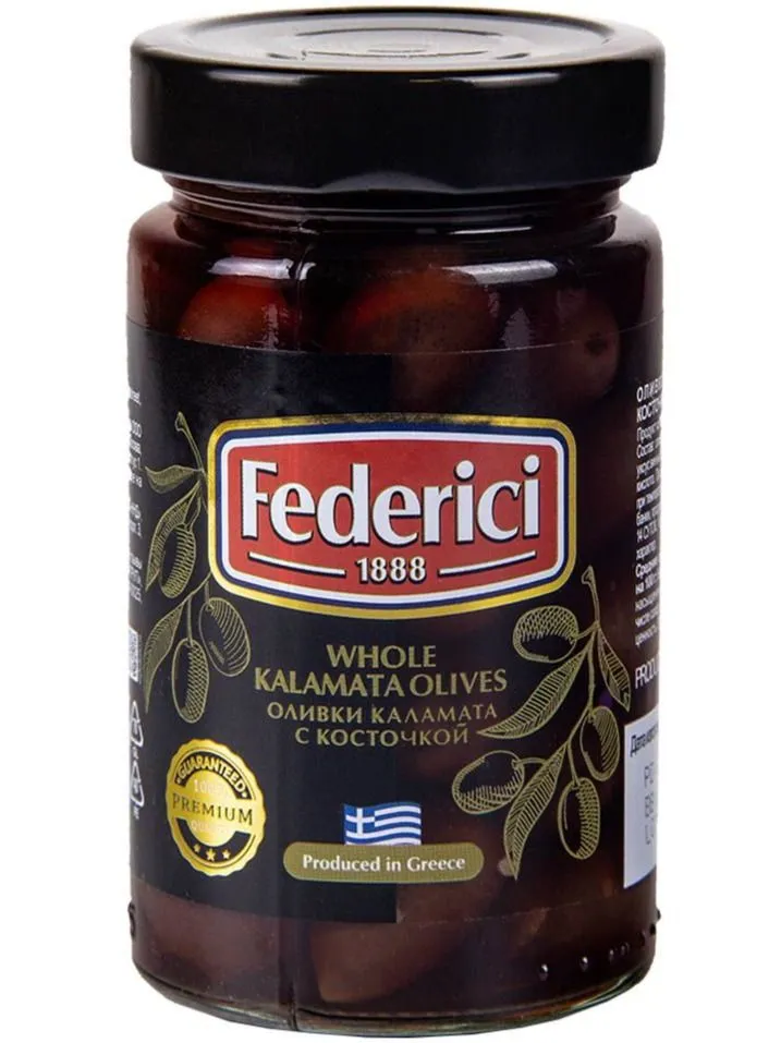 Оливки Federici Каламата с косточкой, 300 г, 300 г