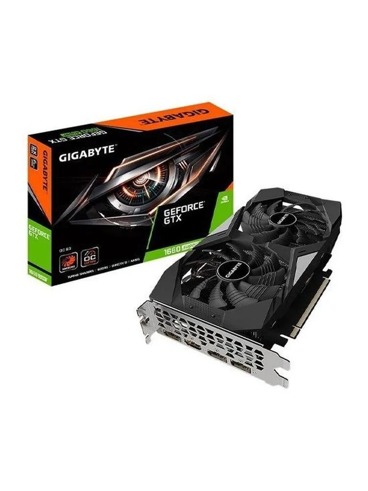 Gigabyte Видеокарта GeForce GTX 1660 SUPER GIGABYTE GeForce GTX 1660 SUPER 6 ГБ (GV-N166SOC-6GD 1.0), LHR
